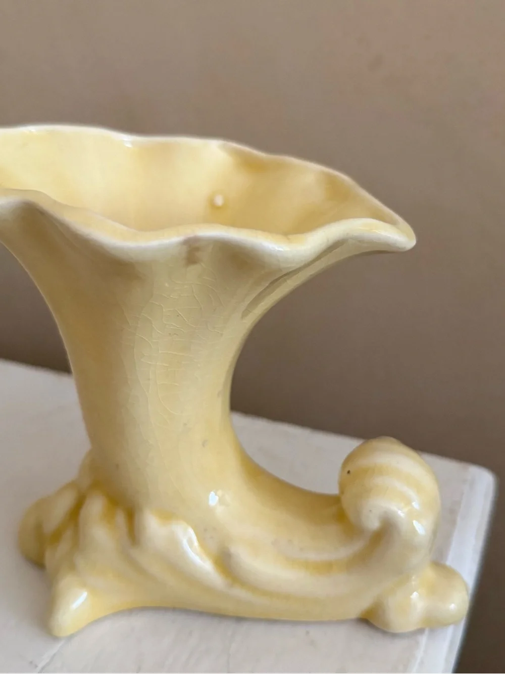 Yellow Ceramic Cornucopia Vase - Home Accents